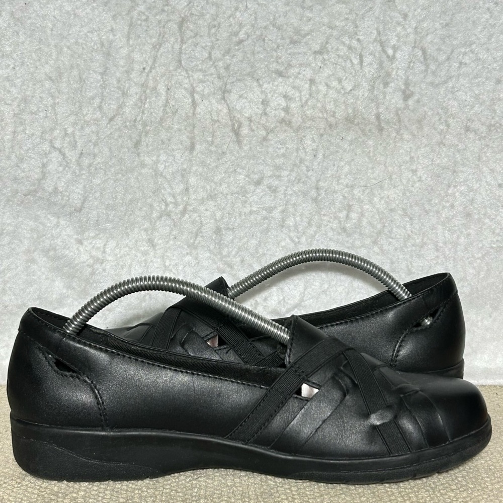 Clarks Womens Black Cheyn Creek Leather Slip On Strap Loafer Shoes SZ 8.5 WIDE - Picture 6 of 11
